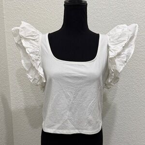 a.new.day ~ White Ruffled Sleeve Blouse